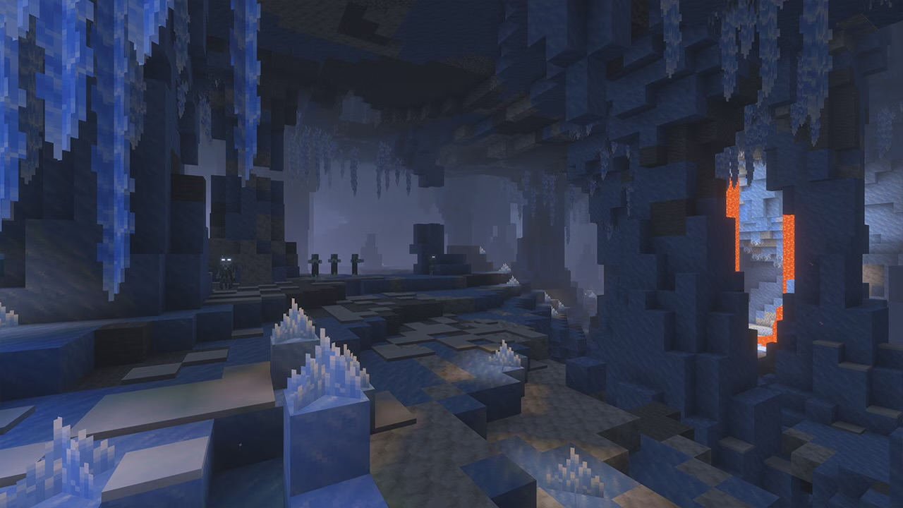 A large Ice Caves biome, containing ice crystals.