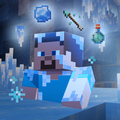 Click to view fullscreen An ice ball hovering above a freezing Steve