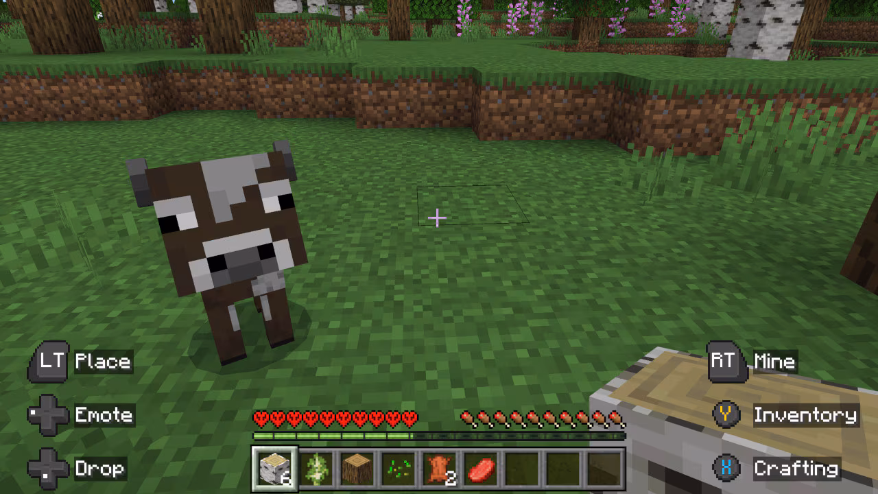 A screenshot of Sophie versus the cows in the Overworld. Sorry cows!