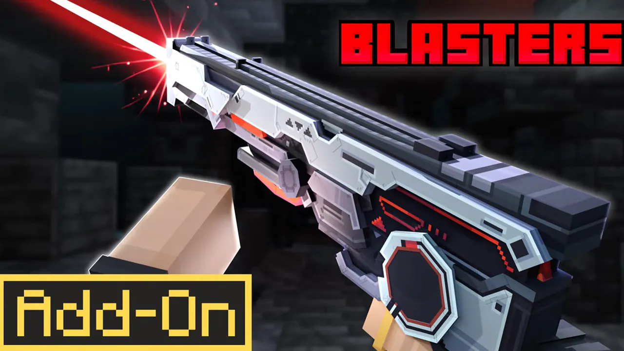 Two blasters with neon colors against a black background