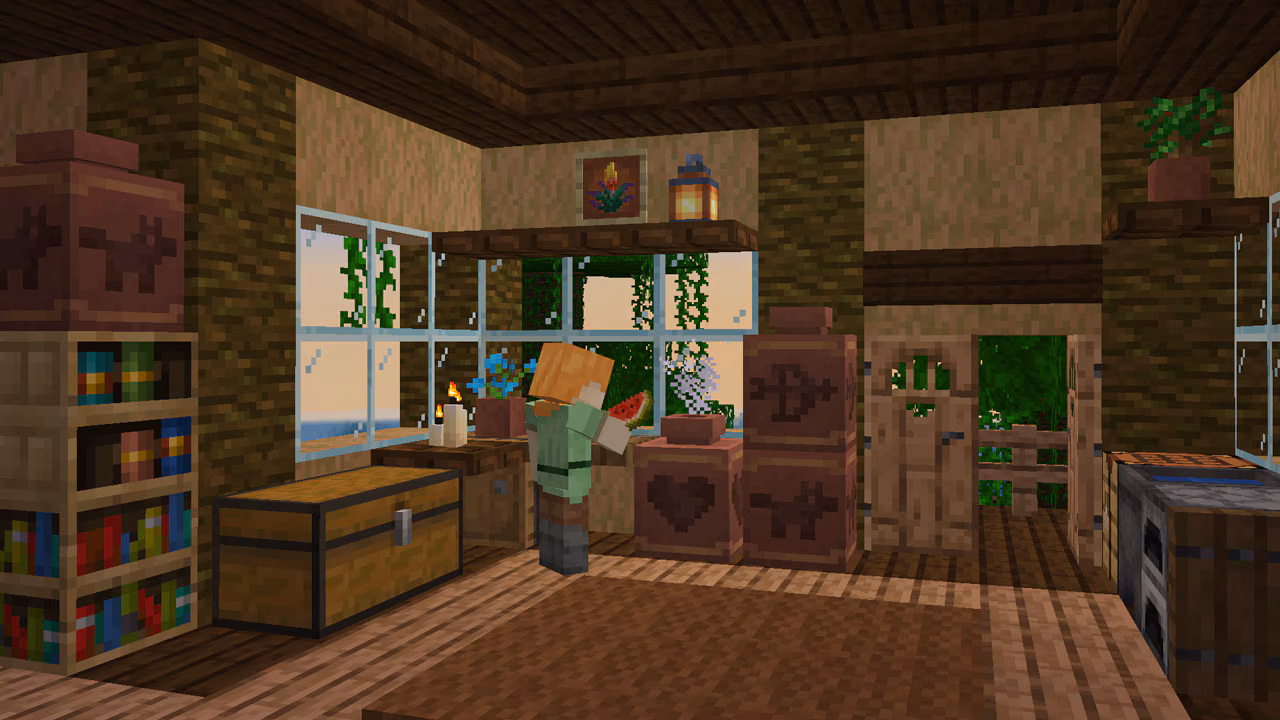 A cozy image of the new decorated pot being filled with delicious watermelon.