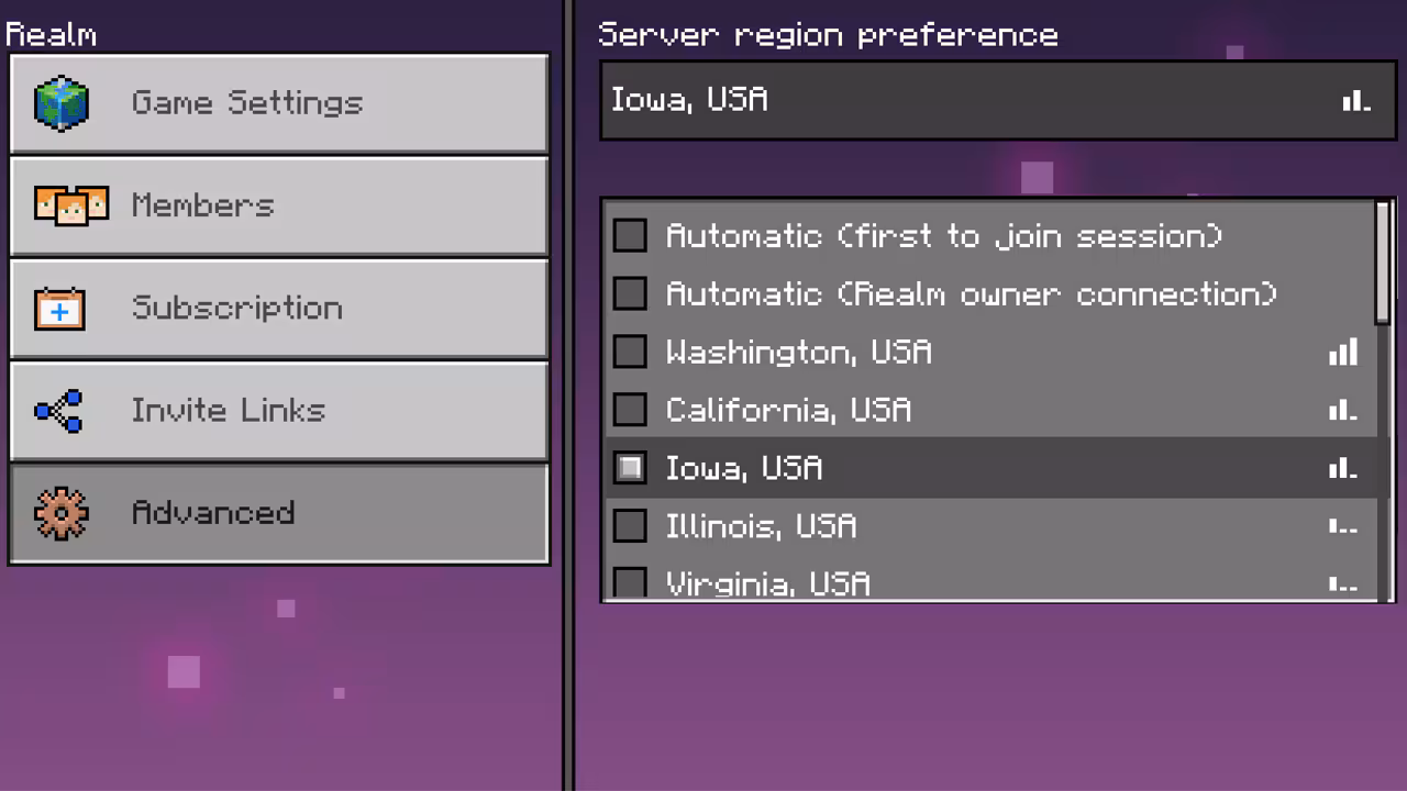 A screenshot of the new and improved Realms support!