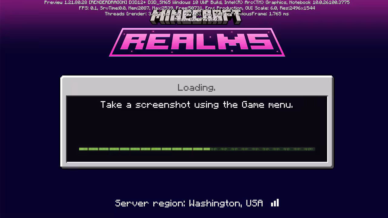 A screenshot of the new and improved Realms support!