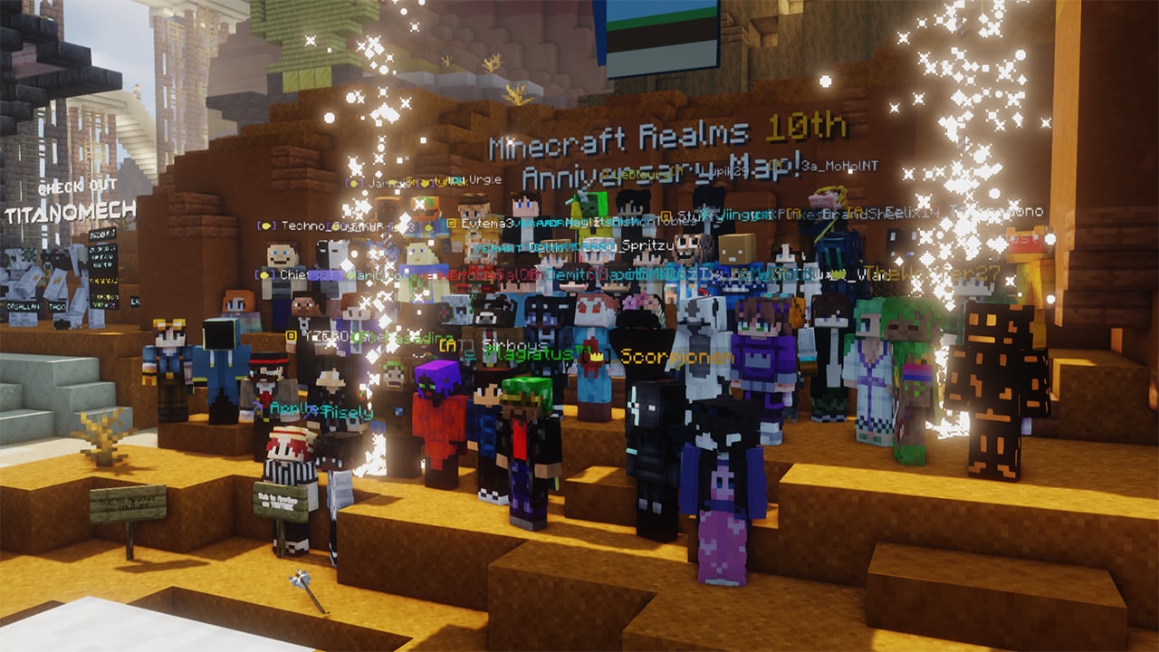 An in-game group photo of all the Java mapmakers