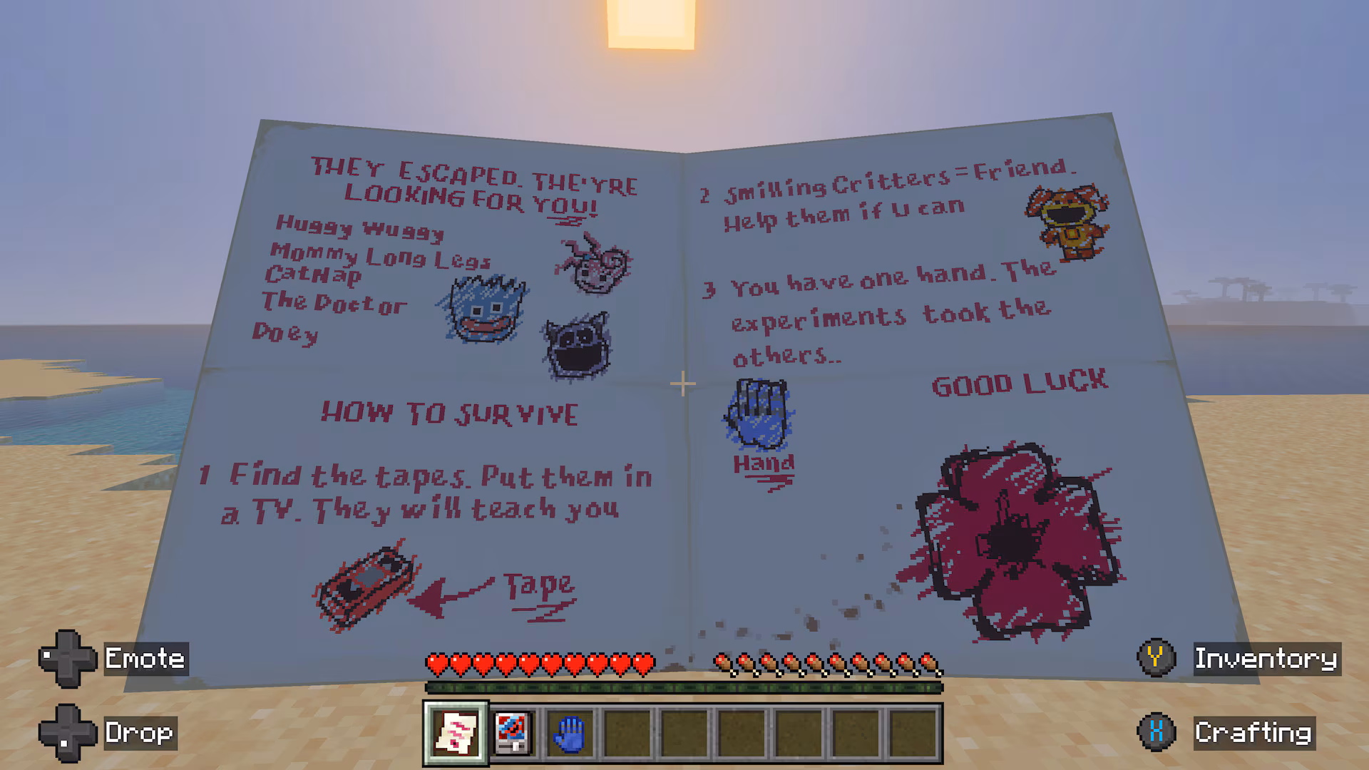 A screenshot of the instruction book from the Huggy & Friends add-on