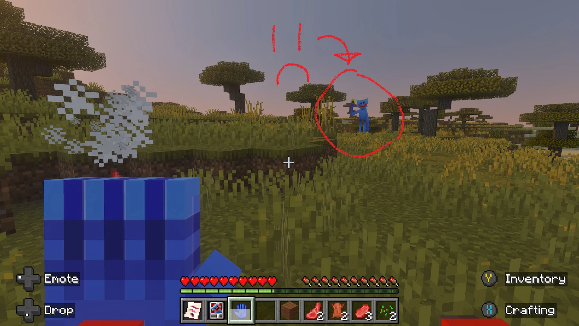 A screenshot of the blue creature from the Huggy & Friends add-on, getting closer