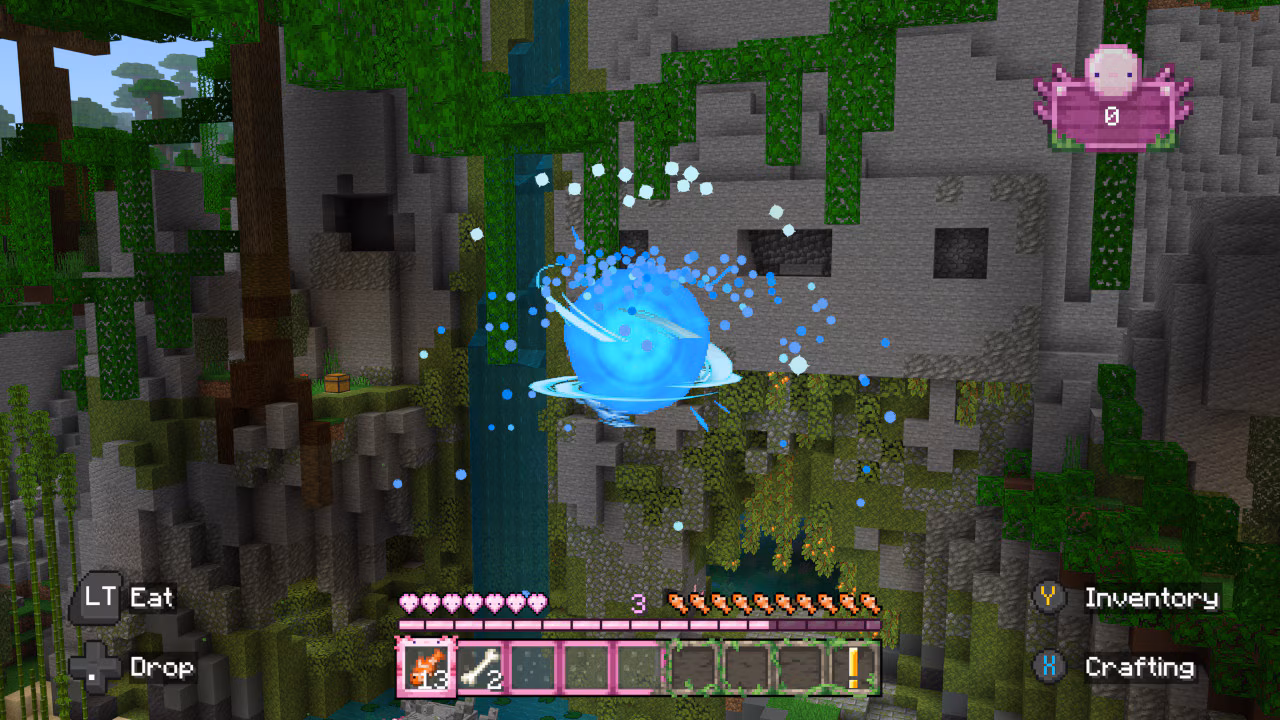 This screenshot shows a mysteriously cute floating blue axolotl token!