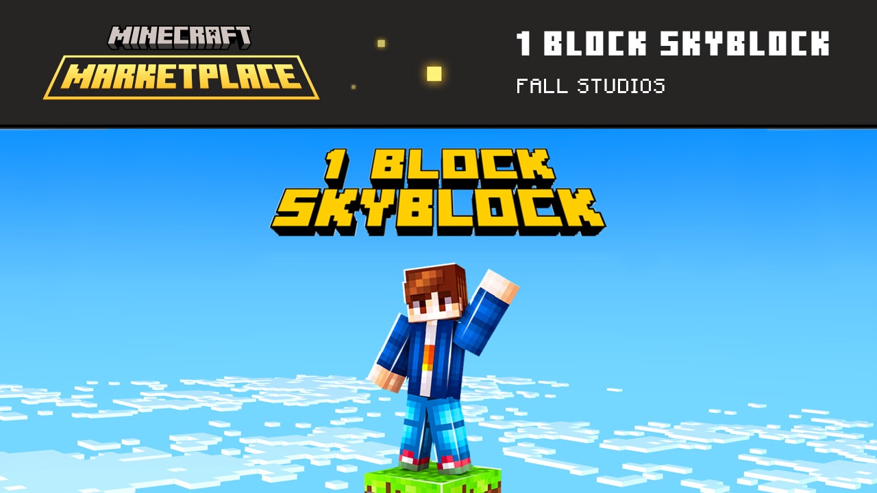 The key art for the One Block Skyblock world