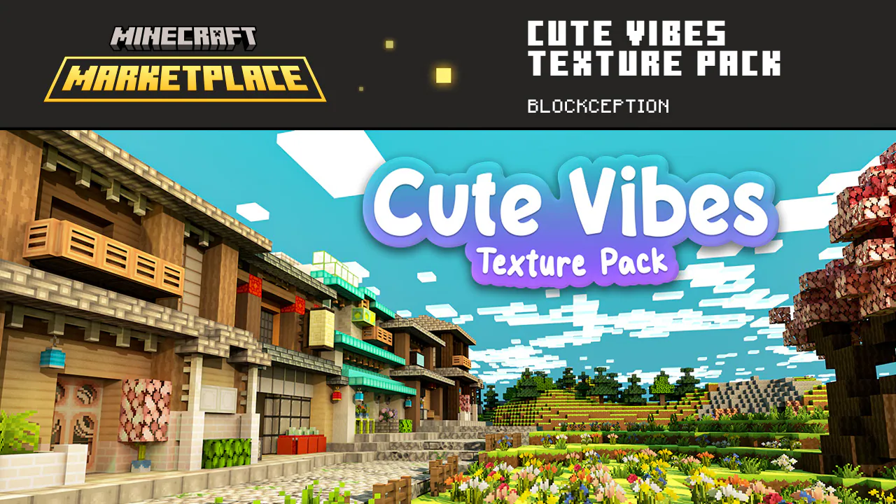 Picture showing the Cute Vibes pack, with logo and house with a lawn
