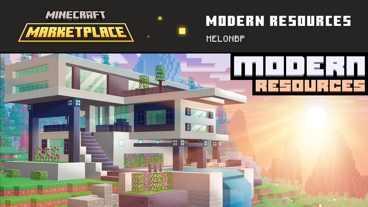 A modern mansion in the sunset