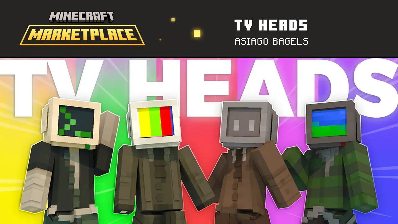 Four skins with TV screens as heads