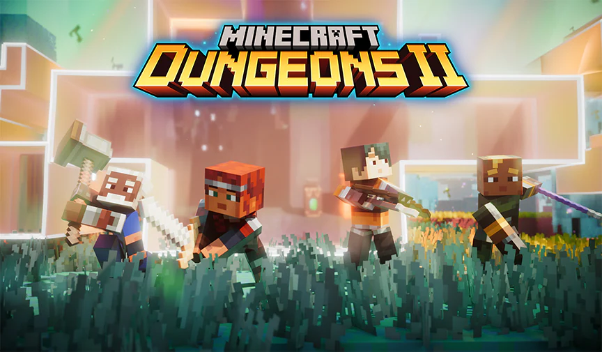 Four Dungeons II heroes stepping into the Sift, facing the foreground with an open rift behind them