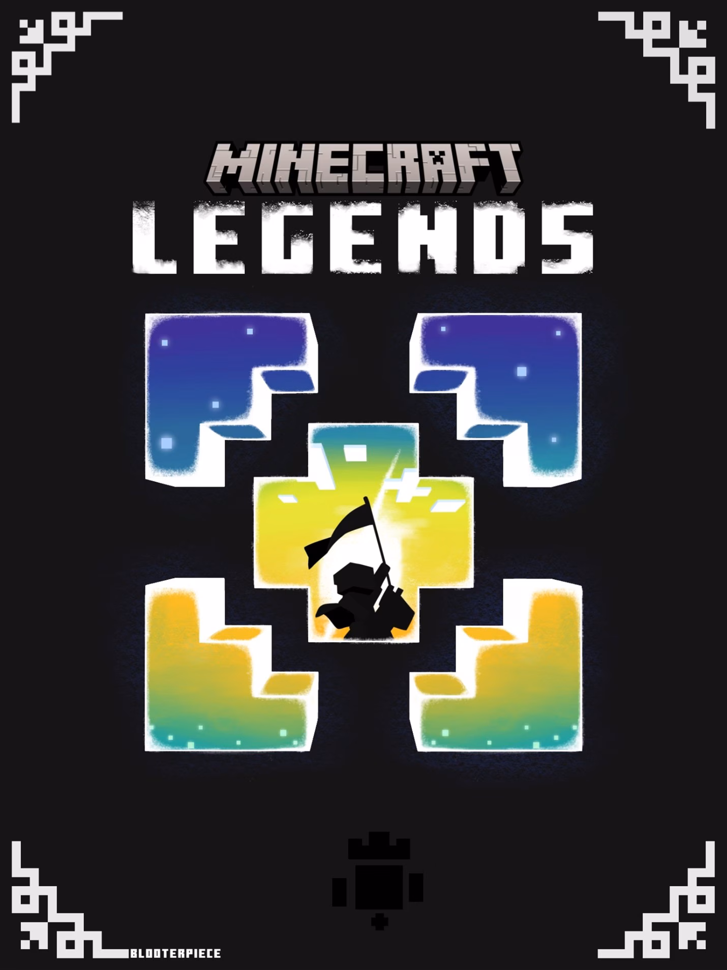 Digital drawing of the Minecraft Legends logo against a black background 