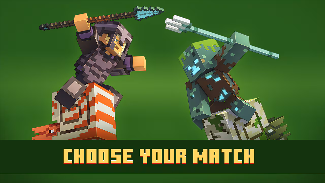 An image that shows a player in Netherite armor riding a nautilus facing off against a drowned riding a zombie nautilus! This is the sort of mayhem that'll be coming with our Mounts of Mayhem drop! 