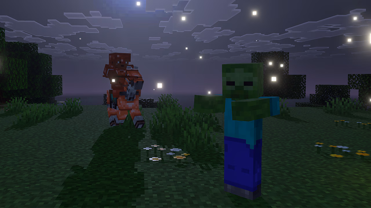 This is a screenshot of a player mounted on a horse using a spear!