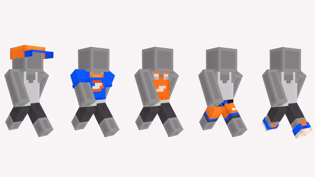 The free Character Creator items you can get for free in the Minecraft: Bedrock Edition Dressing Room: a cap, a shirt, a vest, shorts, and shoes.