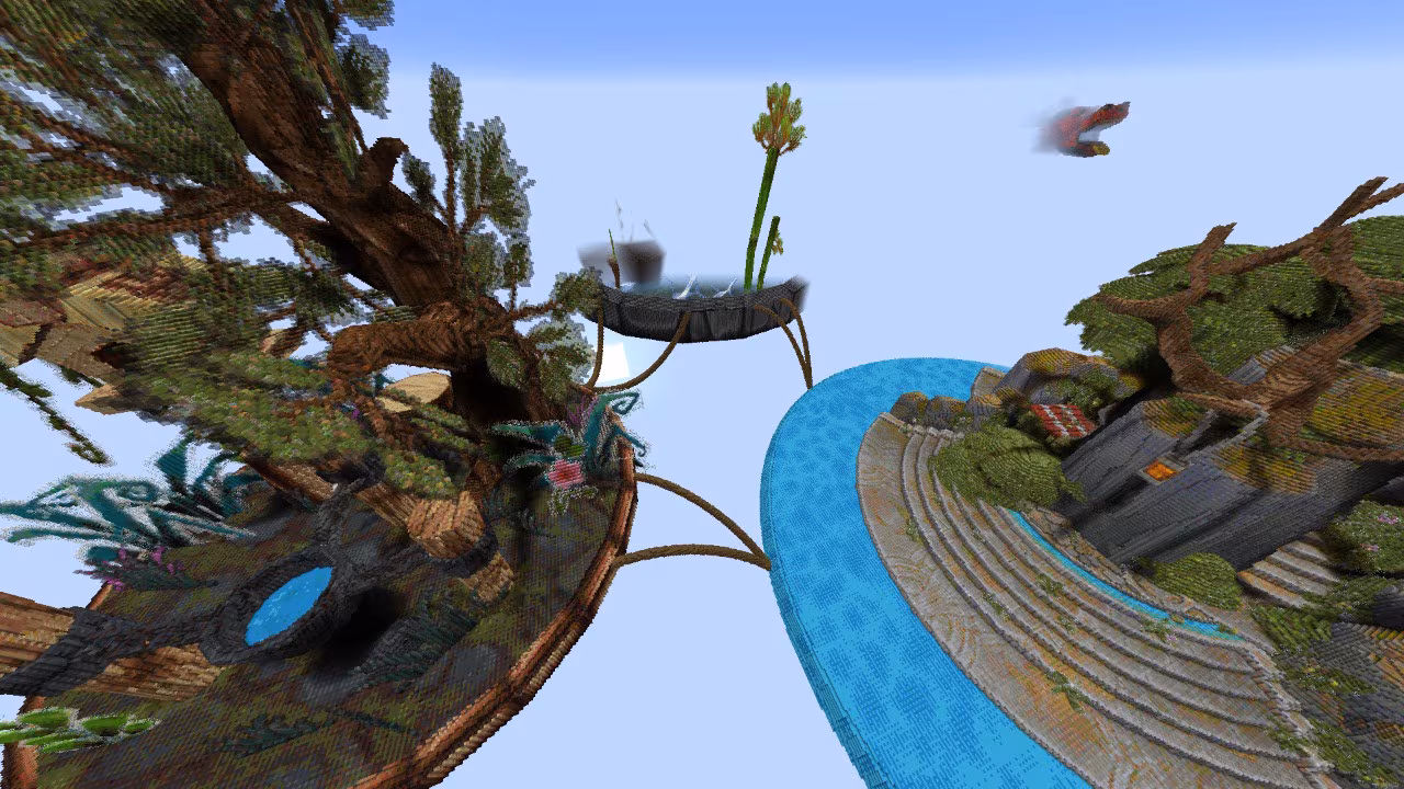 Three floating islands in the sky.