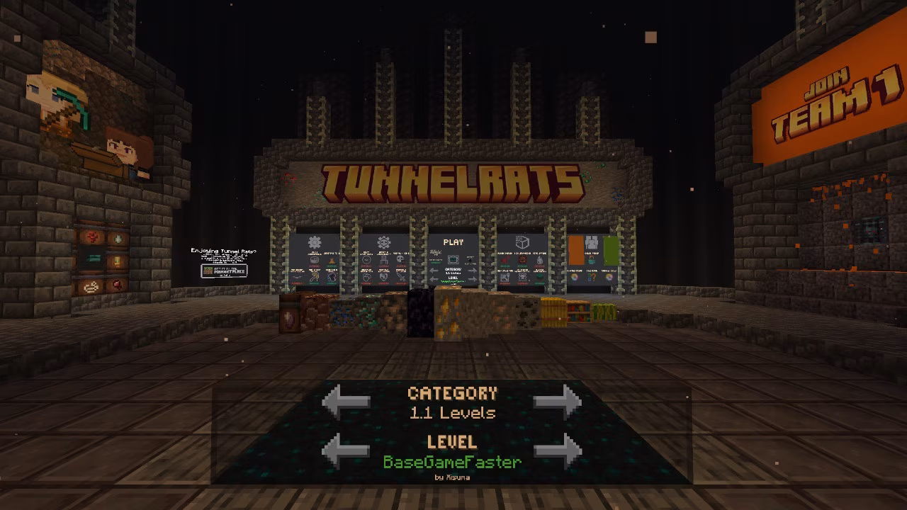 A screenshot in Minecraft, depicting a mini-game lobby.