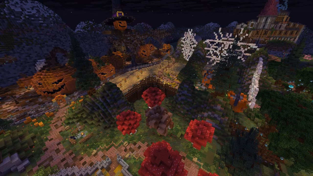 A spooky valley in Minecraft