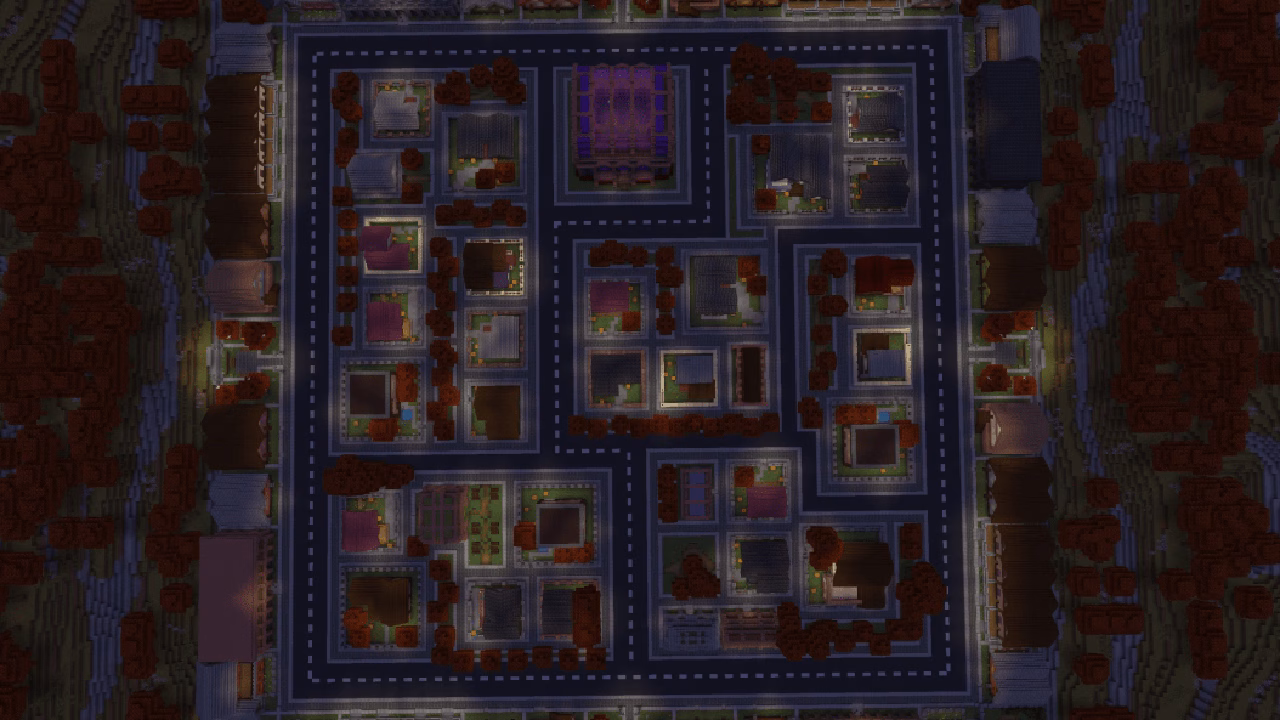 The grid of a neighborhood seen from above