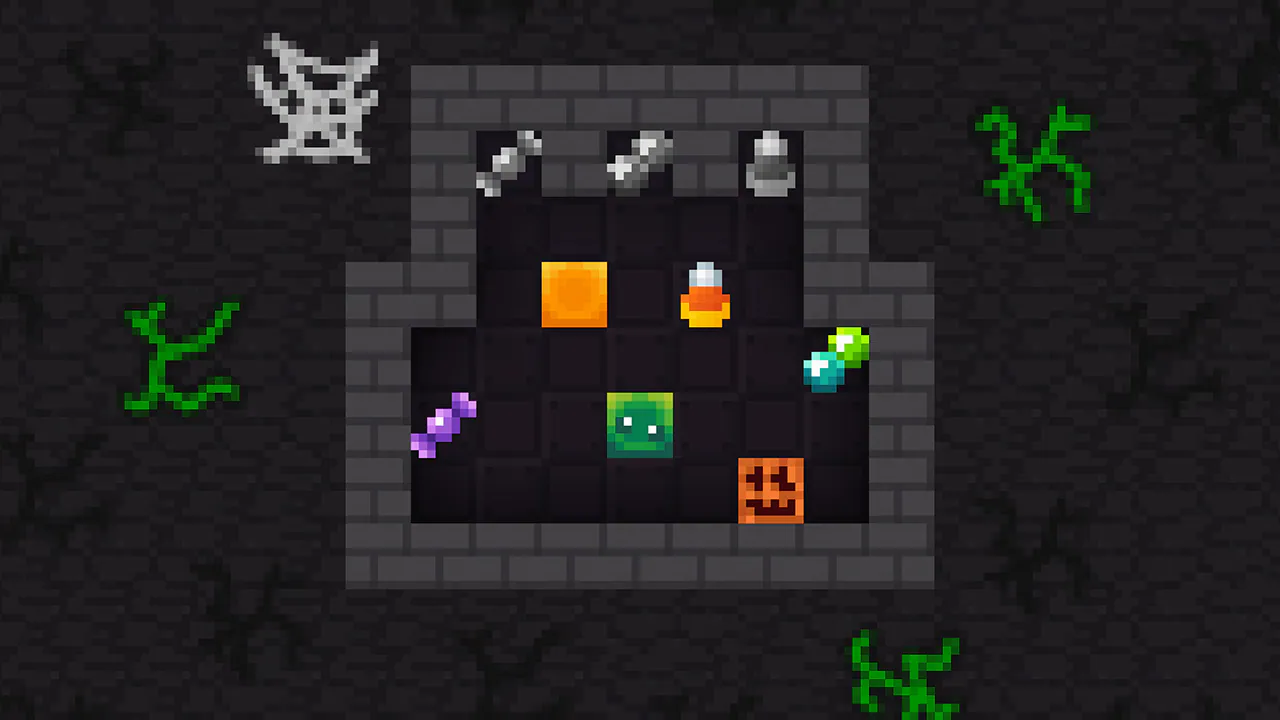 A flat lay of blocky candy