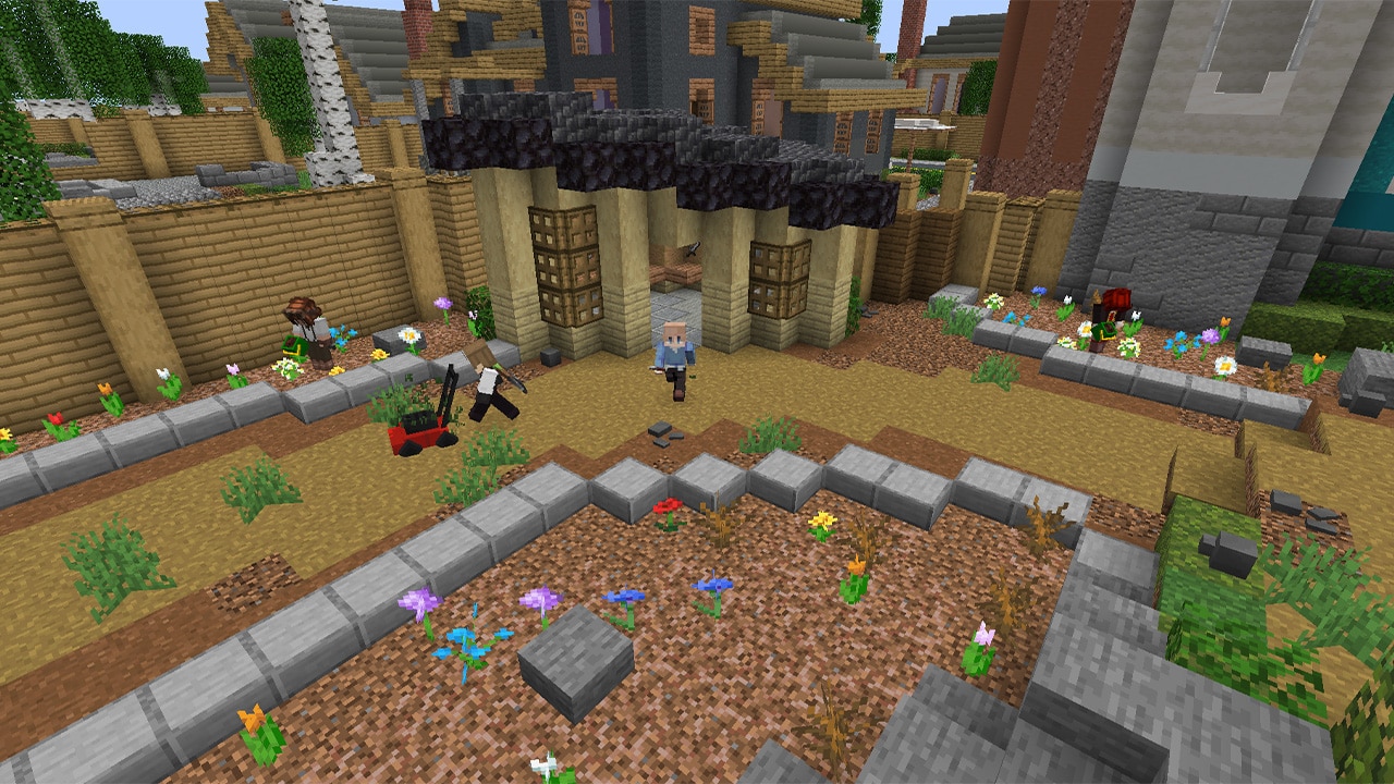 Players tending a large garden