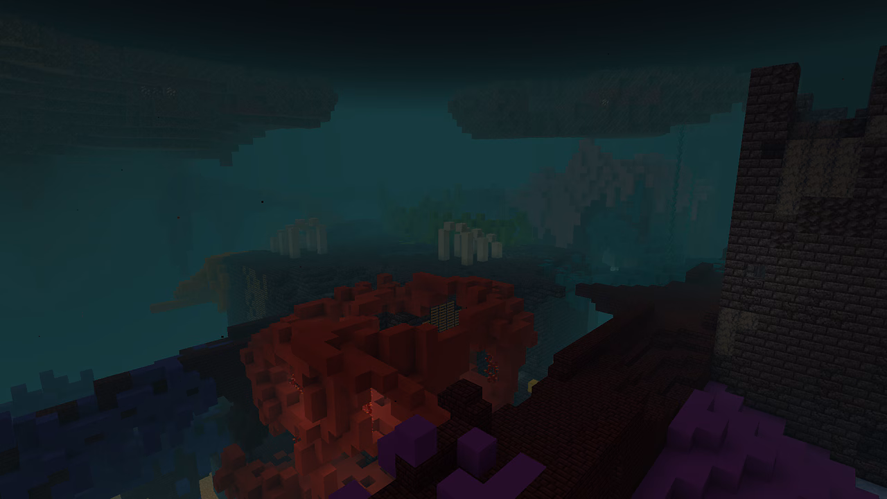 A dark biome in mystical fog