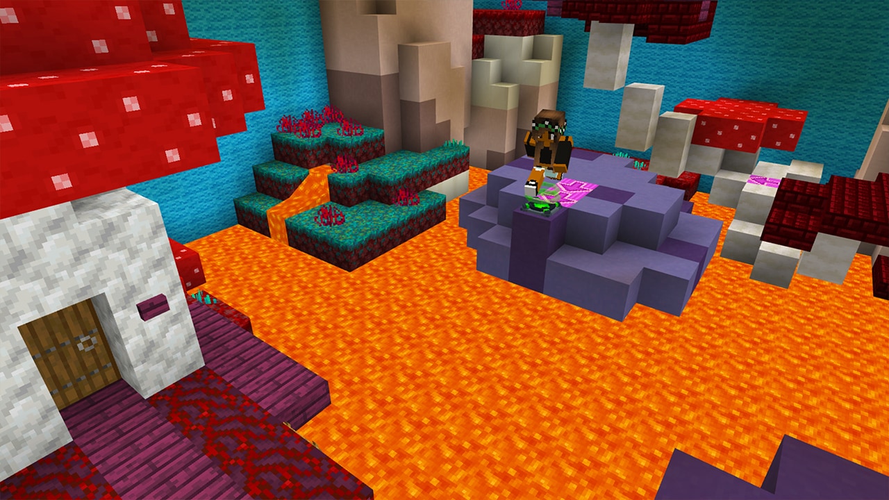 This image of Rising Lava Parkour from Dodo Studios shows a level filled with lava - and some very precarious blocks you need to jump between!