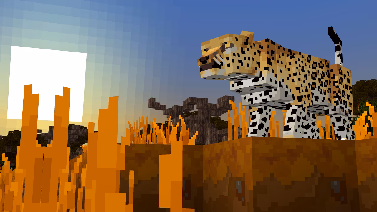 A screenshot of a leopard in the savanna.