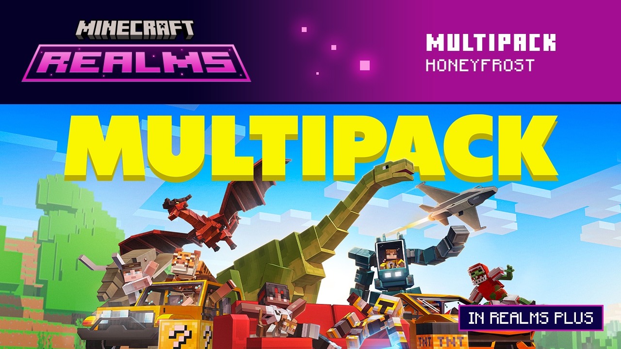 This image of Multipack by Honeyfrost shows dinosaurs, dragons, cars, custom weapons, and a whole host of other fun Marketplace content you can find in this map!