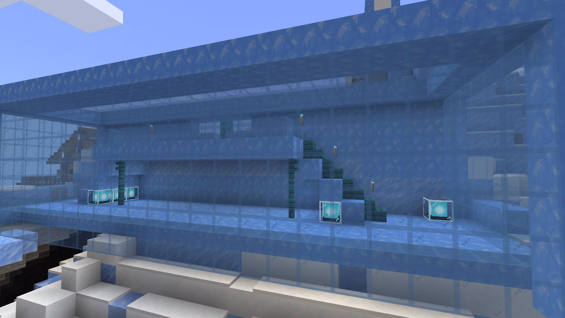 Large transparent ice dwelling in Minecraft