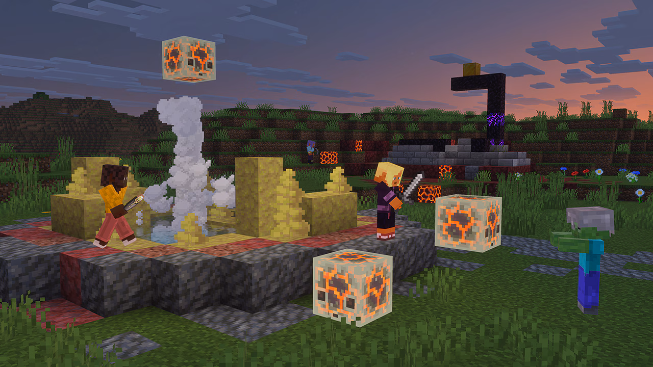 A screenshot of the sulfur cubes that have absorbed magma blocks