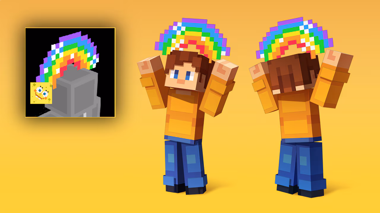 A rainbow SpongeBob hat