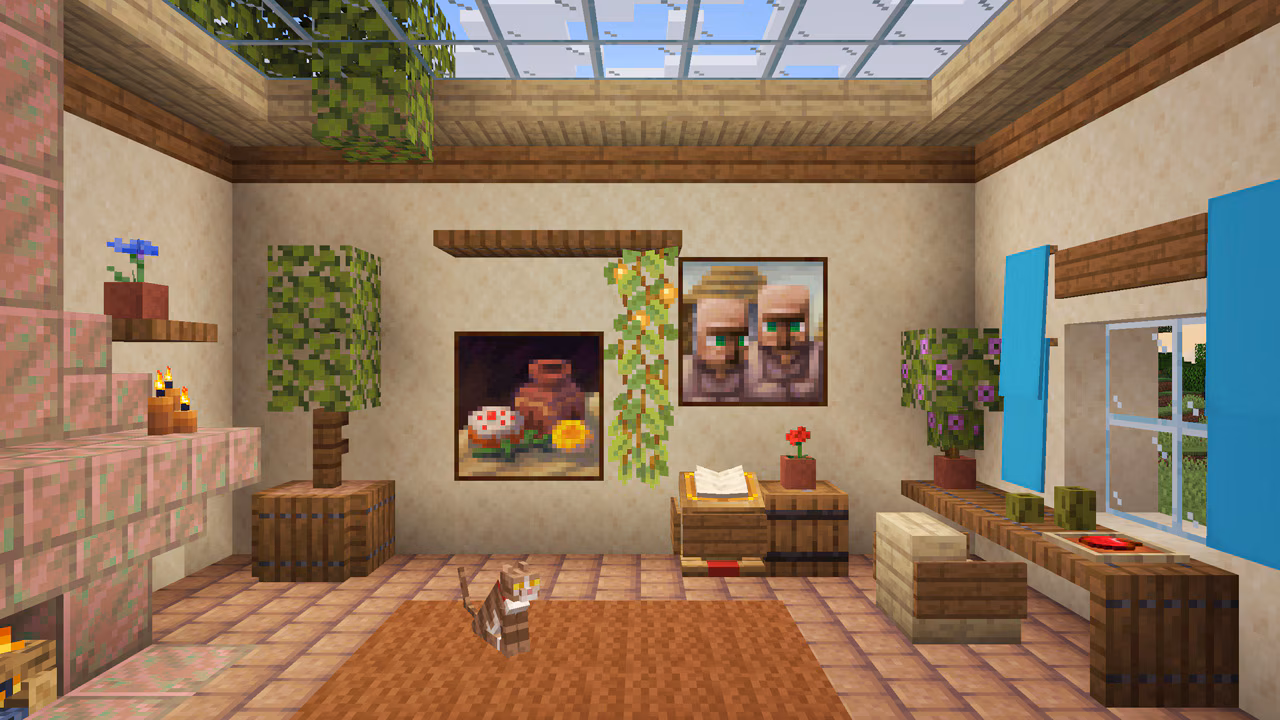 This is a screenshot of two of the new paintings coming to Minecraft as part of the Tricky Trials update, created by Mojang Studios' Game Artist Sarah Boeving!