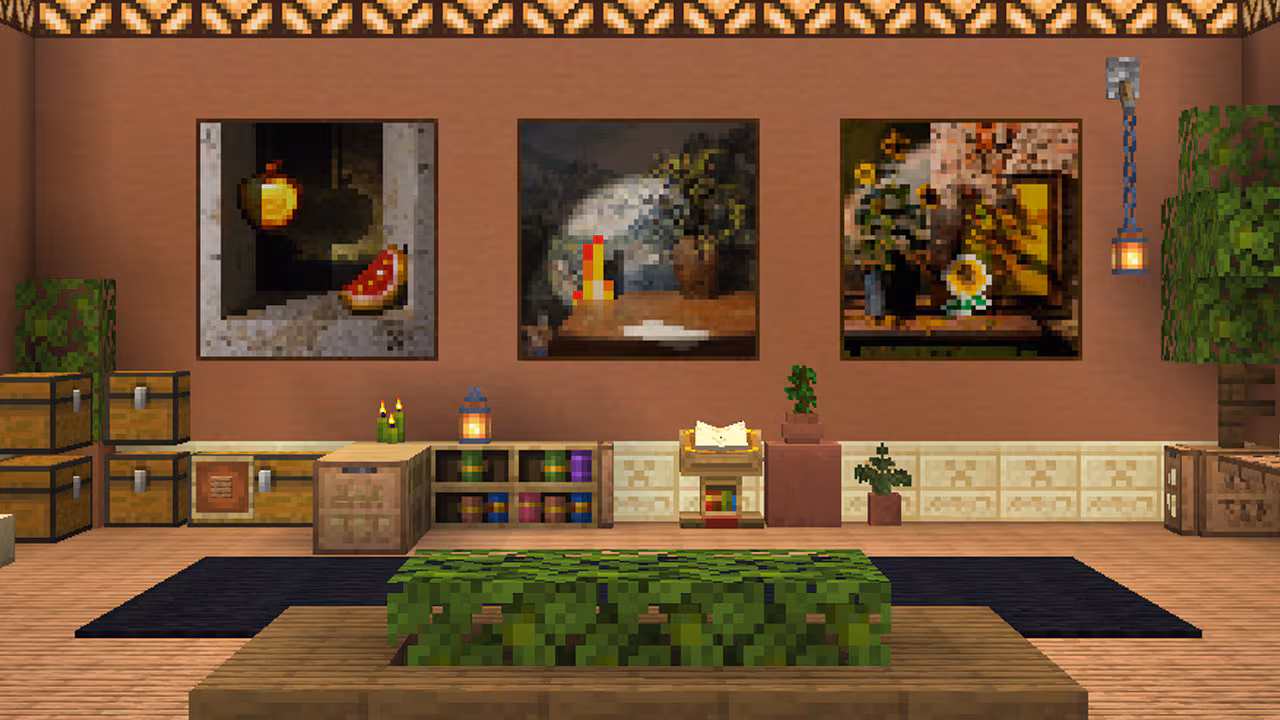 These are three of the new Minecraft paintings: Cotan (left), Fern (middle), and Sunflowers (right) all by Kristoffer Zetterstrand