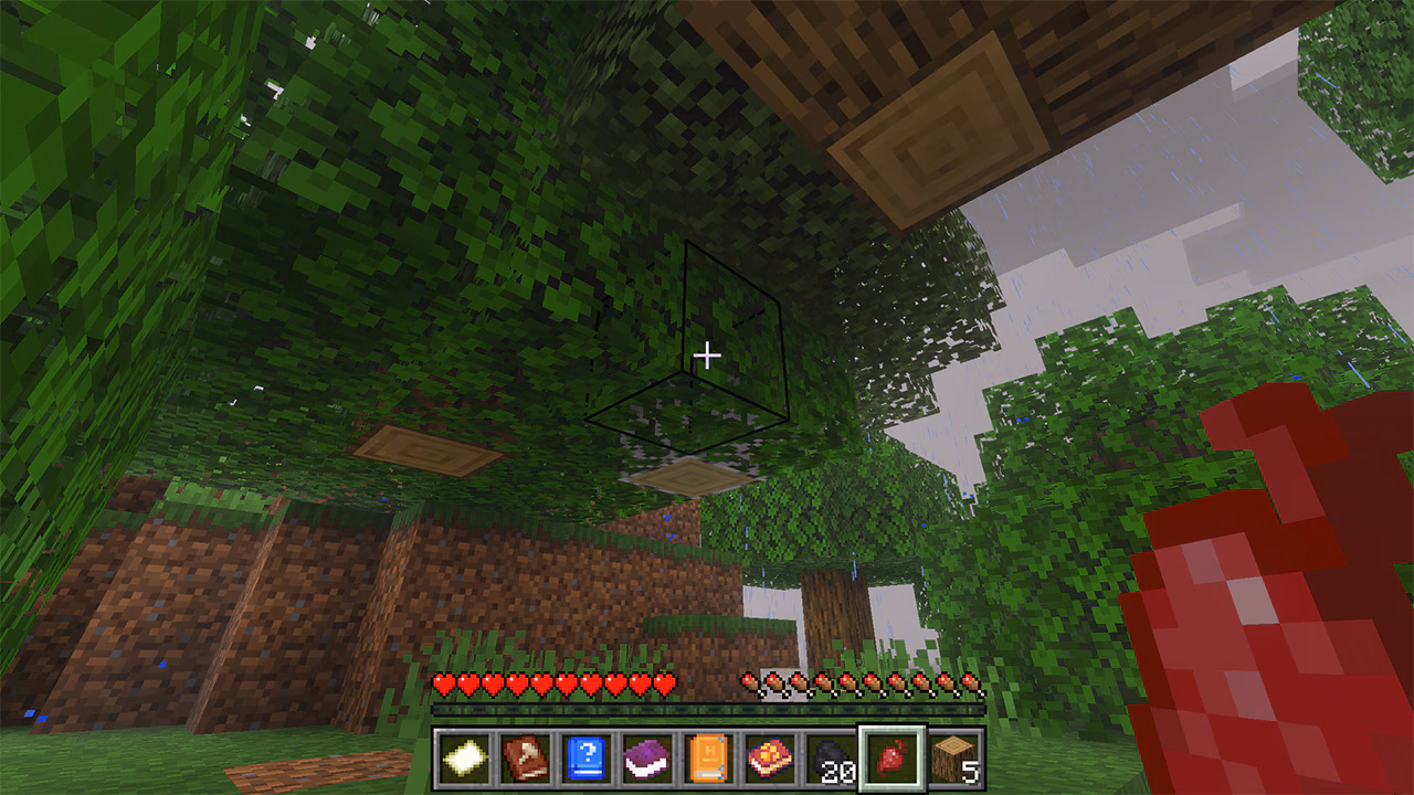 A player POV of a floating treetop