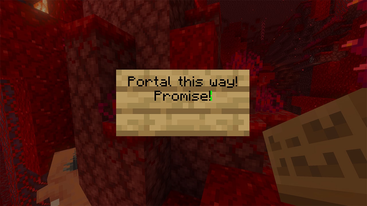A sign saying 'Portal this way! Promise!'